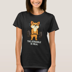 Funny Cute Corgi Workout Gym Fitness Weightlifting T-Shirt