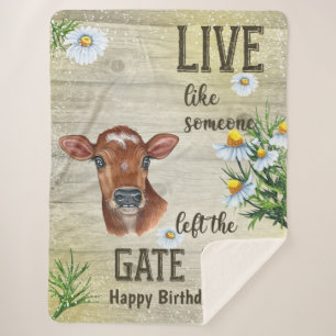 Funny Cute Cow Country Style Positive Quote Sherpa Blanket