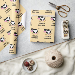 Funny Cute Cow Pun Cartoon Design Wrapping Paper