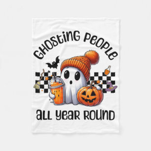 Funny Cute Creepy Ghost Halloween Graphic Kids Adu Fleece Blanket