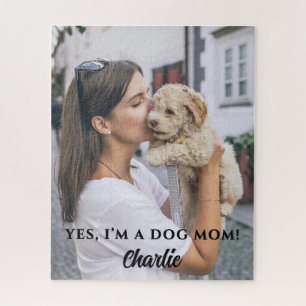 Funny Cute Custom Dog Mum One Photo.Name Pet Lover Jigsaw Puzzle