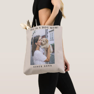 Funny Cute Custom Dog Mum One Photo Pet Lover Chic Tote Bag