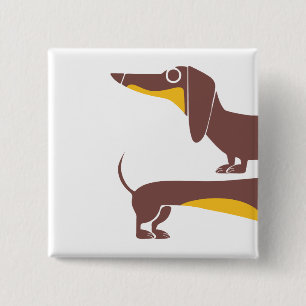 Funny cute dachshund for long dog parent 15 cm square badge