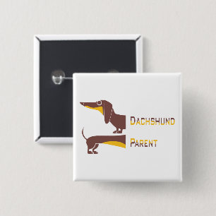 Funny cute dachshund for long dog parent 15 cm square badge