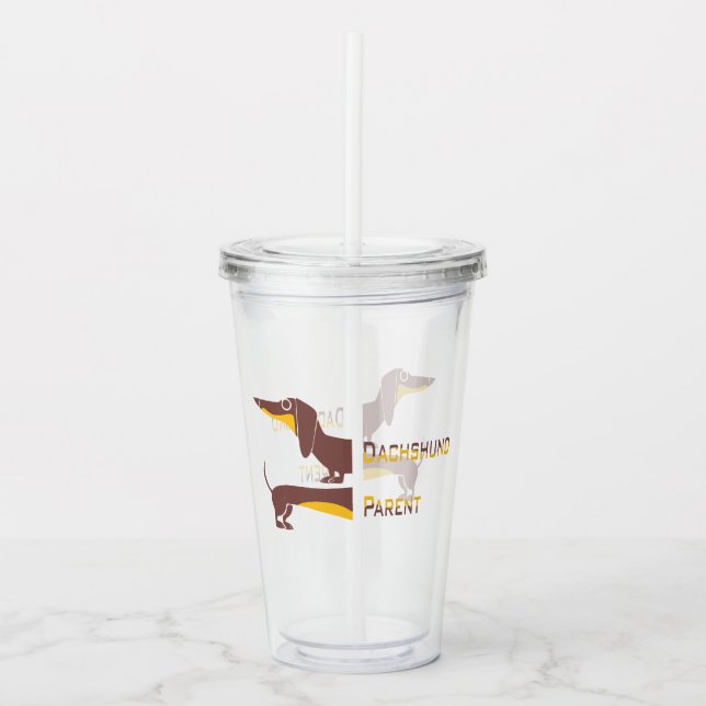 Funny cute dachshund for long dog parent acrylic tumbler (Front)