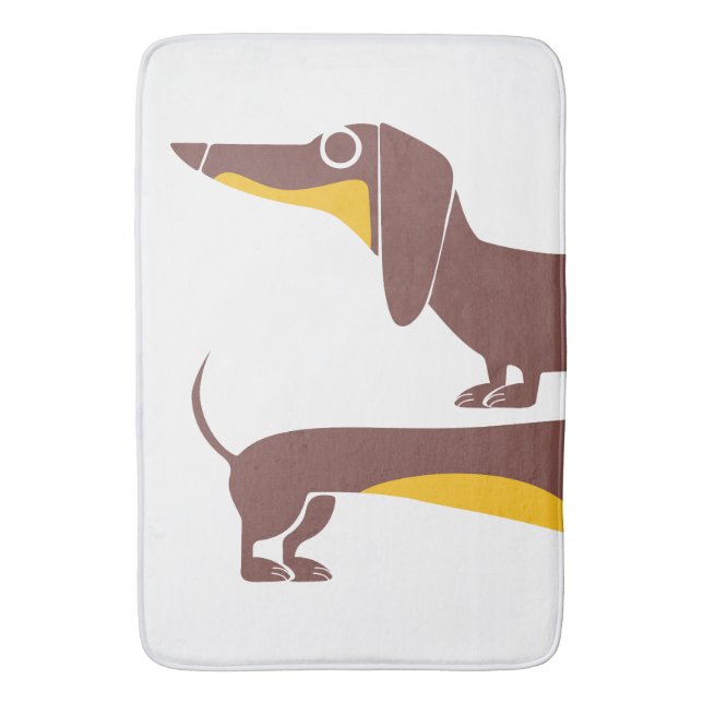 Funny cute dachshund for long dog parent bath mat (Front Vertical)