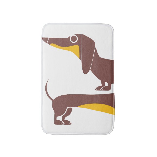 Funny cute dachshund for long dog parent bath mat (Front Vertical)