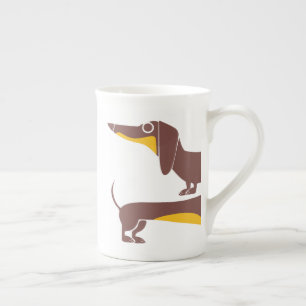Funny cute dachshund for long dog parent bone china mug