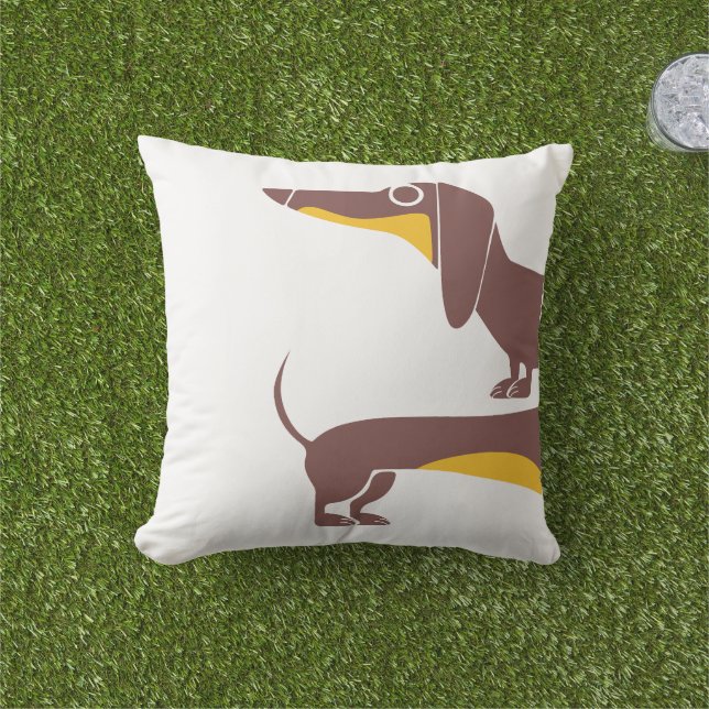 Funny cute dachshund for long dog parent cushion (Grass)