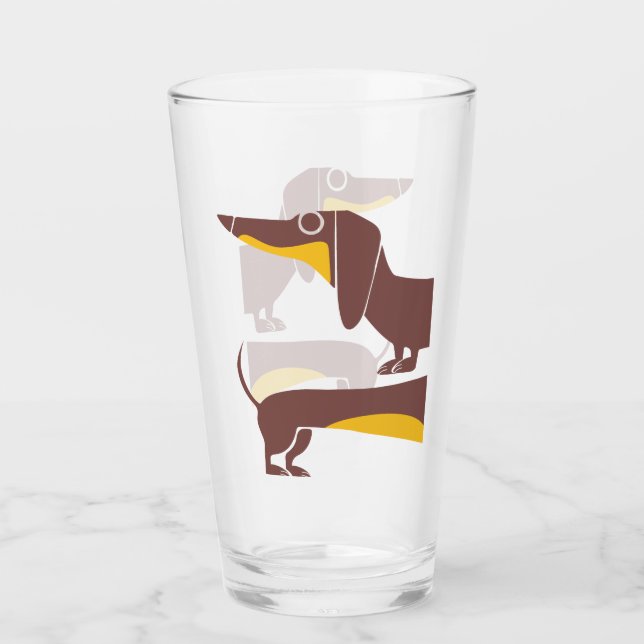 Funny cute dachshund for long dog parent glass (Front)