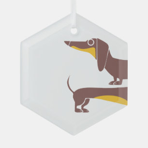 Funny cute dachshund for long dog parent glass tree decoration