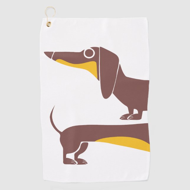 Funny cute dachshund for long dog parent golf towel (Front)