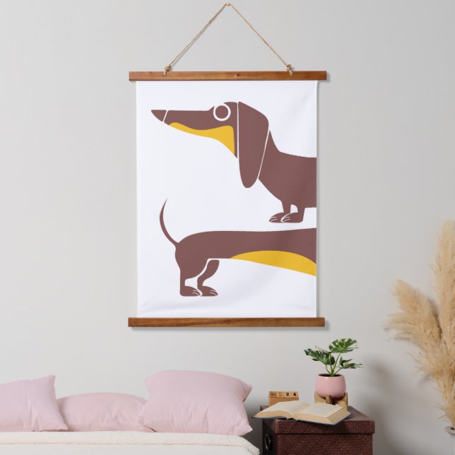 Funny cute dachshund for long dog parent hanging tapestry (Bedroom)