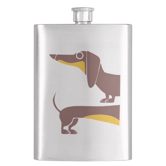 Funny cute dachshund for long dog parent hip flask (Front)