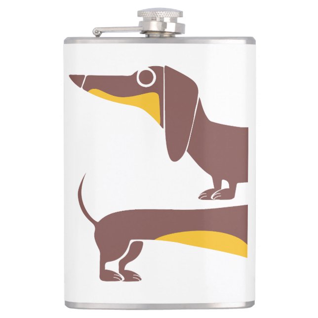 Funny cute dachshund for long dog parent hip flask (Front)
