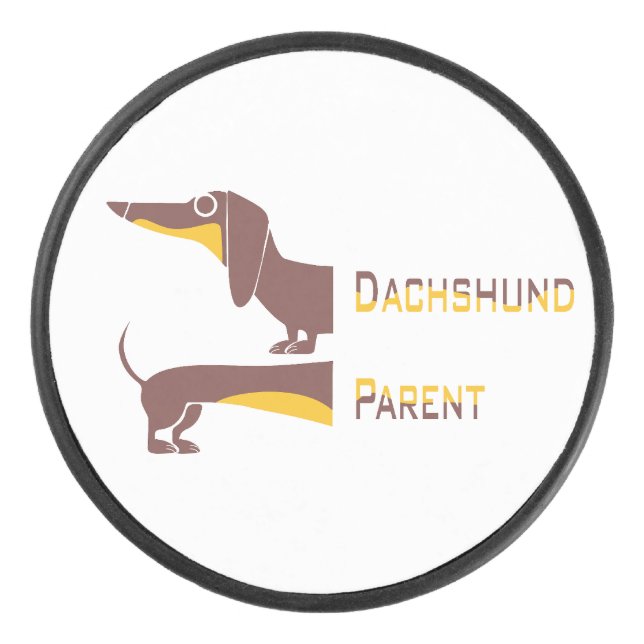 Funny cute dachshund for long dog parent hockey puck (Front)