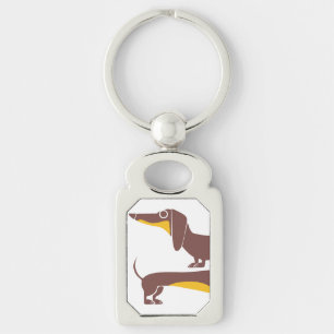 Funny cute dachshund for long dog parent key ring