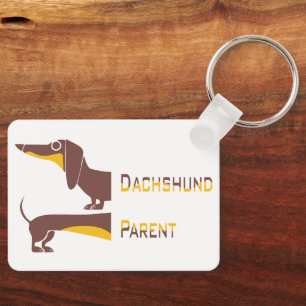 Funny cute dachshund for long dog parent key ring