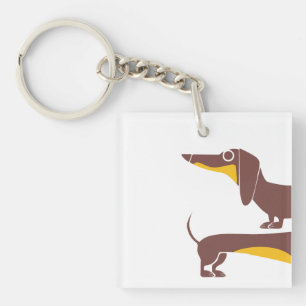Funny cute dachshund for long dog parent key ring