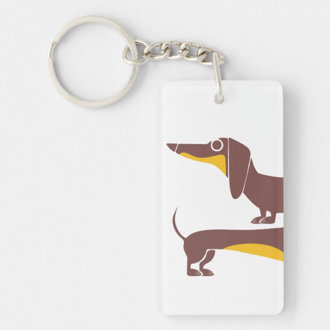 Funny cute dachshund for long dog parent key ring (Front)