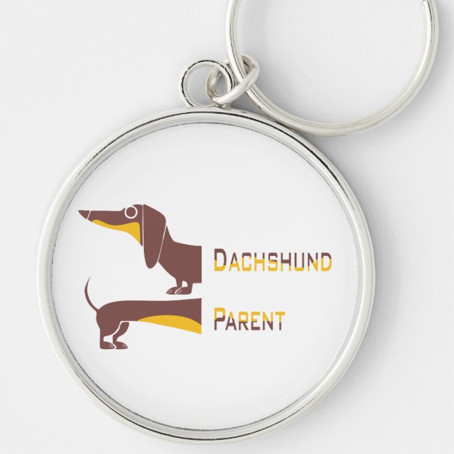 Funny cute dachshund for long dog parent key ring (Front)