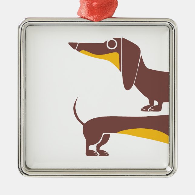 Funny cute dachshund for long dog parent metal ornament (Front)