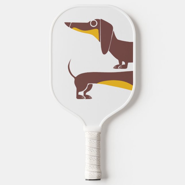 Funny cute dachshund for long dog parent pickleball paddle (Front)