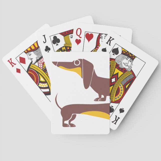 Funny cute dachshund for long dog parent playing cards (Back)