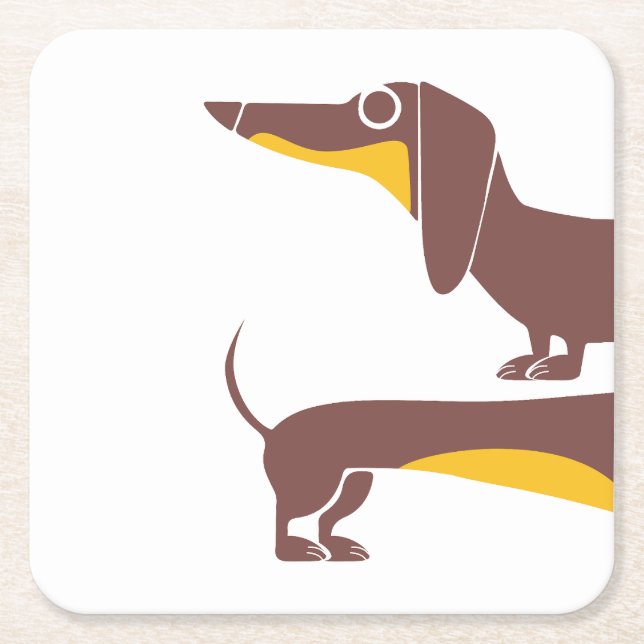 Funny cute dachshund for long dog parent square paper coaster (Front)