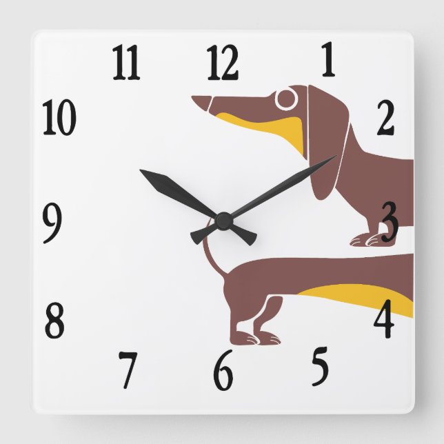 Funny cute dachshund for long dog parent square wall clock (Front)