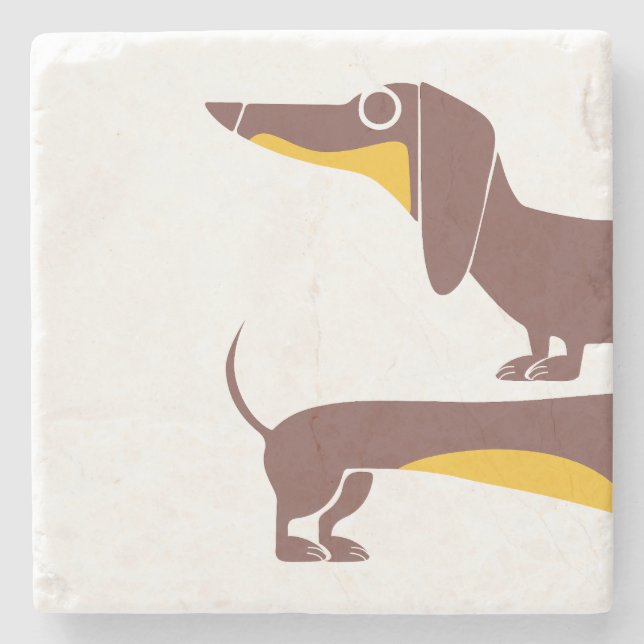 Funny cute dachshund for long dog parent stone coaster (Front)