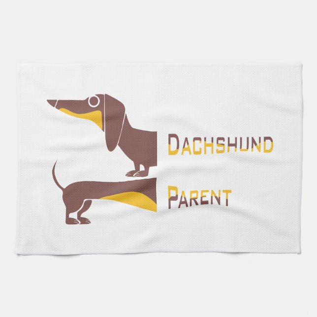 Funny cute dachshund for long dog parent tea towel (Horizontal)