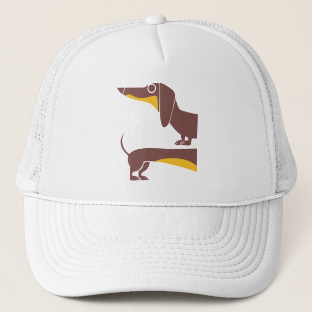 Funny cute dachshund for long dog parent trucker hat (Front)
