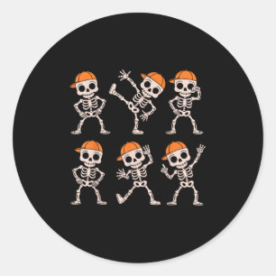 Funny Cute Dancing Skeleton Halloween Boys Kids To Classic Round Sticker