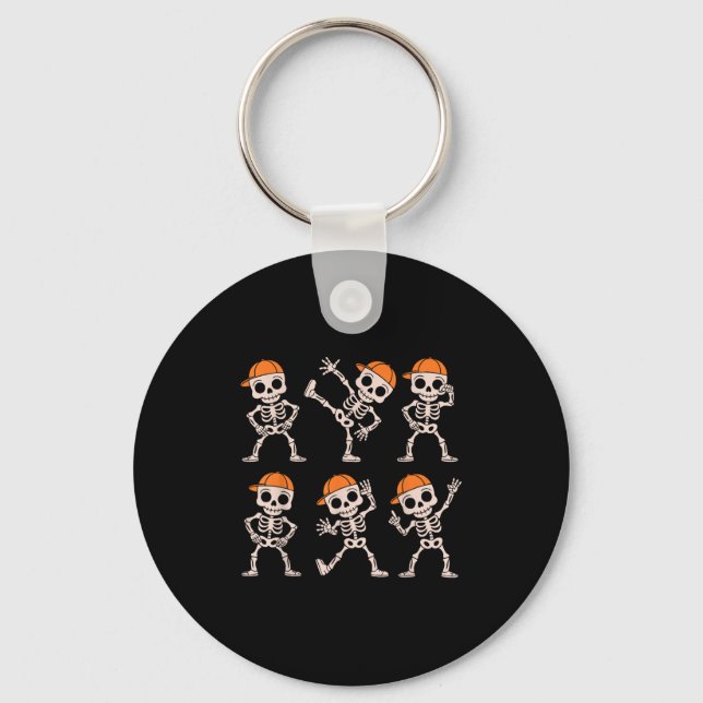 Funny Cute Dancing Skeleton Halloween Boys Kids To Key Ring (Front)
