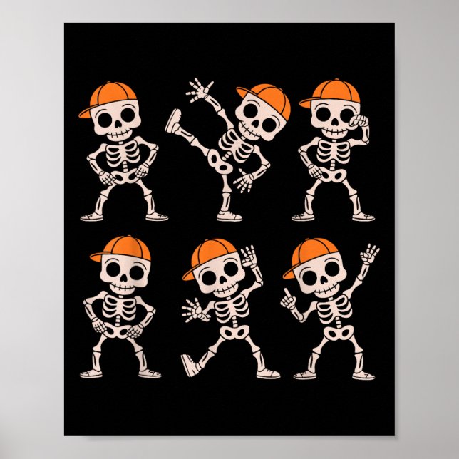 Funny Cute Dancing Skeleton Halloween Boys Kids To Poster (Front)