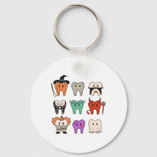 Funny Cute Dental Hygiene Monsters Teeth Squad Hal Key Ring