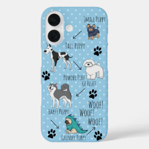 Funny Cute Different Puppy Breeds Poem iPhone 16 Case