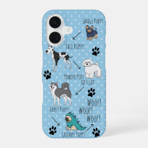 Funny Cute Different Puppy Breeds Poem iPhone 16 Case