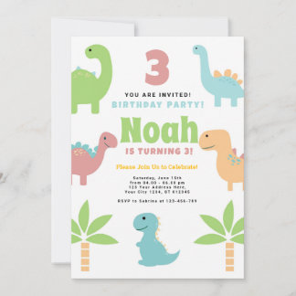 Funny Cute Dinosaur Birthday Party Invitation