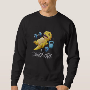 Funny Cute Dinosaur Dino Workout Gym Fitness Weigh Sweatshirt