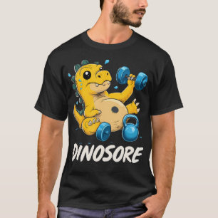 Funny Cute Dinosaur Workout Gym Fitness Weightlift T-Shirt