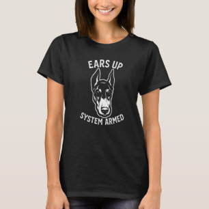 Funny Cute Doberman Dog Ears Up Puppy Lover Premiu T-Shirt