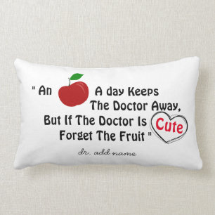Funny Cute Doctor Red Apple Joke custom Name Lumbar Cushion