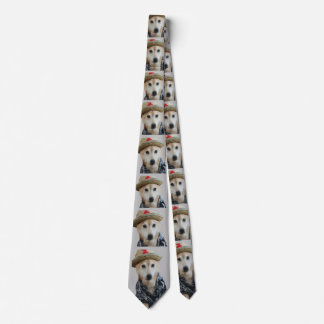 FUNNY CUTE DOG DRESSED PAINTING GREY NECK TIE