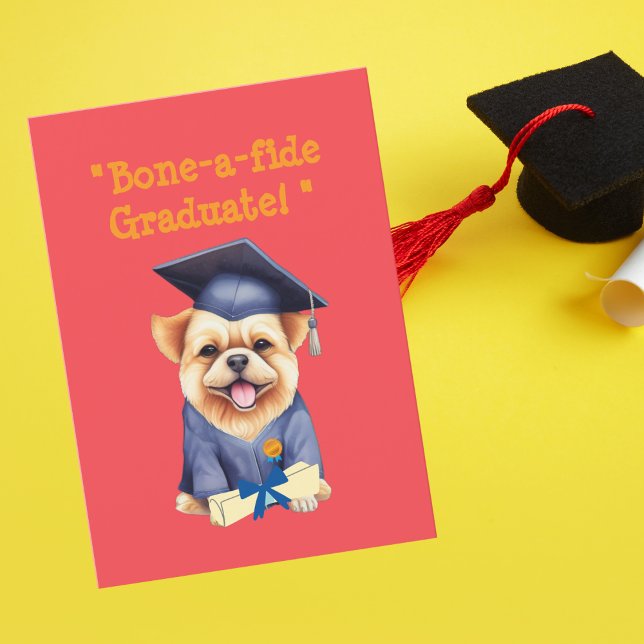 Funny Cute Dog Graduation Greeting Card (Creator Uploaded)