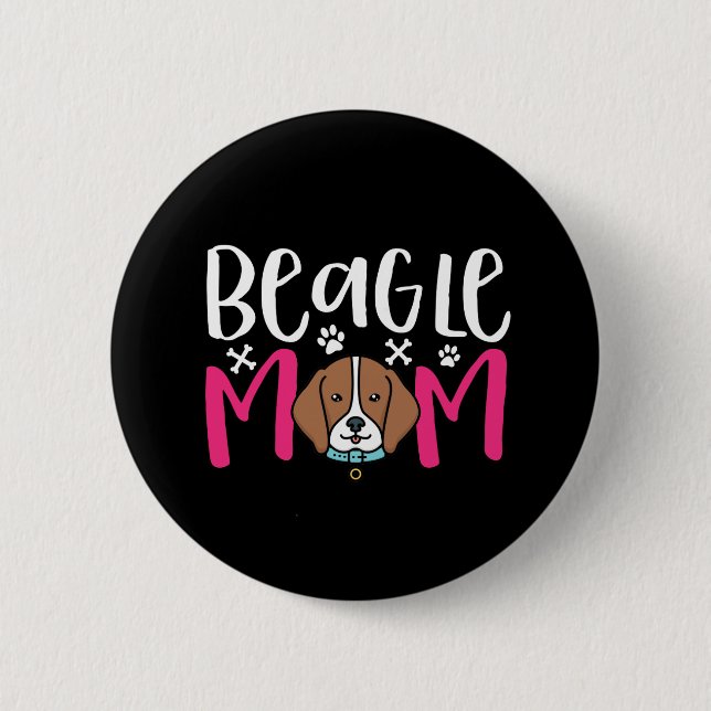 Funny Cute Dog Lover Puppy Pet Owner Beagle Mum 6 Cm Round Badge (Front)