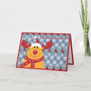 Funny & Cute Dog Reindeer Ears Christmas Holiday Card