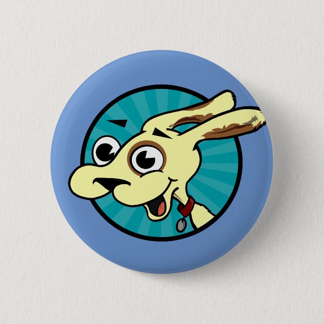 FUNNY CUTE DOG ROUND PIN BACK BUTTON (Front)