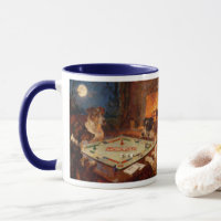 Funny Cute Dogs Playing A Board Game Coffee